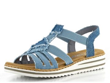 Rieker sandály na klínku světle modré V0678-12