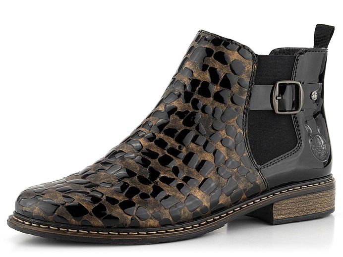 Rieker elegantní kotník kroko bronz/černý Z4965-90