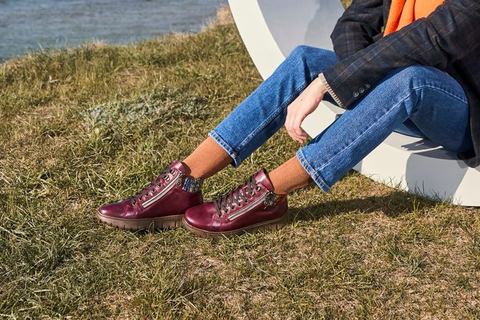 Rieker šněrovací kotník s membránou vino/orange-multi N1305-35