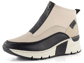 Rieker sportovnější kotník na klínu černý/krémový N6352-60