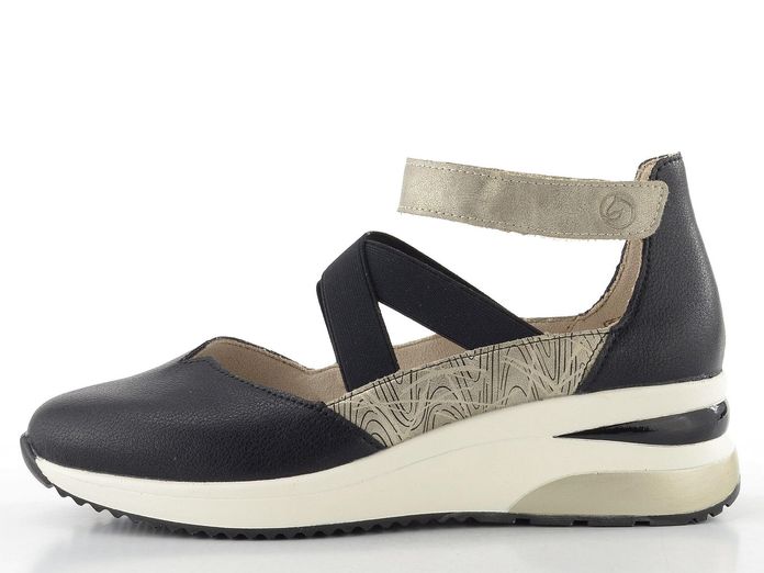 Remonte otevřené polobotky s plnou špičkou a patou černé D2411-03