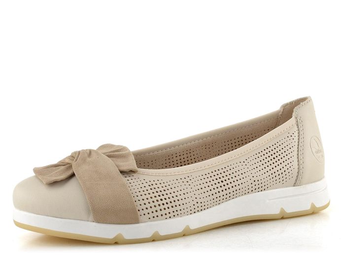 Rieker baleríny s mašlí perle/jute L3066-60