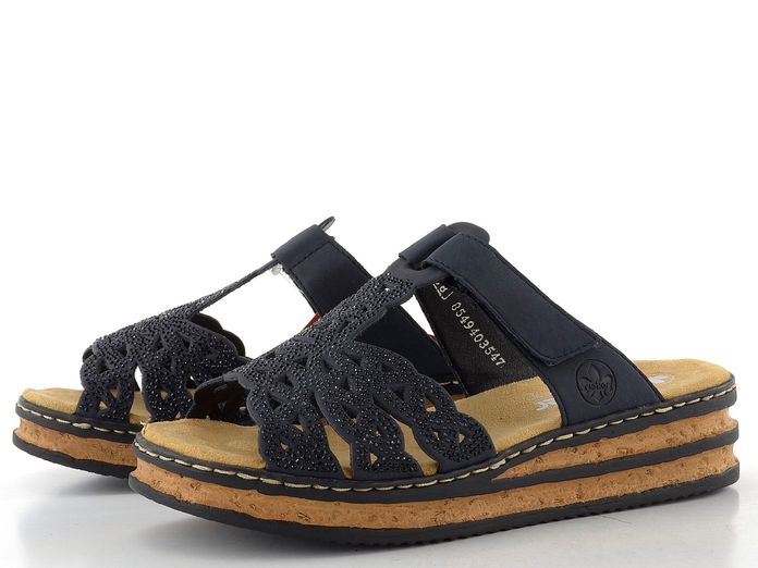 Rieker pantofle na klínku tmavě modré 62986-14