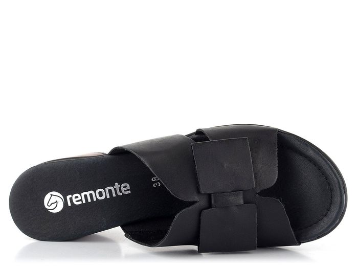 Remonte černé mašličkové pantofle na podpatku R8759-01