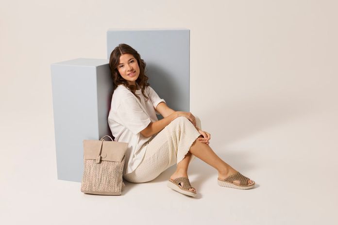 Rieker béžový batoh s klopou beige/ginger H1386-94