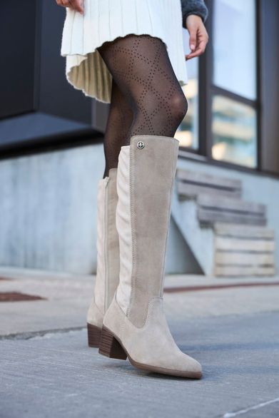 Rieker béžové kozačky se strečí Y2050-60