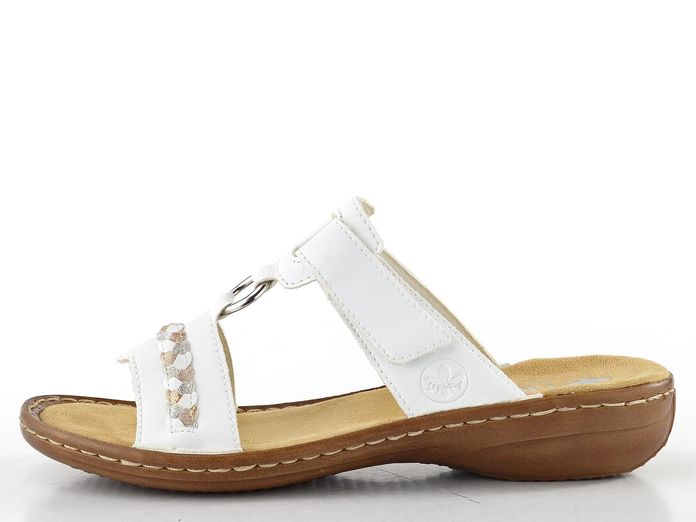 Rieker bílé pantofle s ozdobným copánkem 60888-80