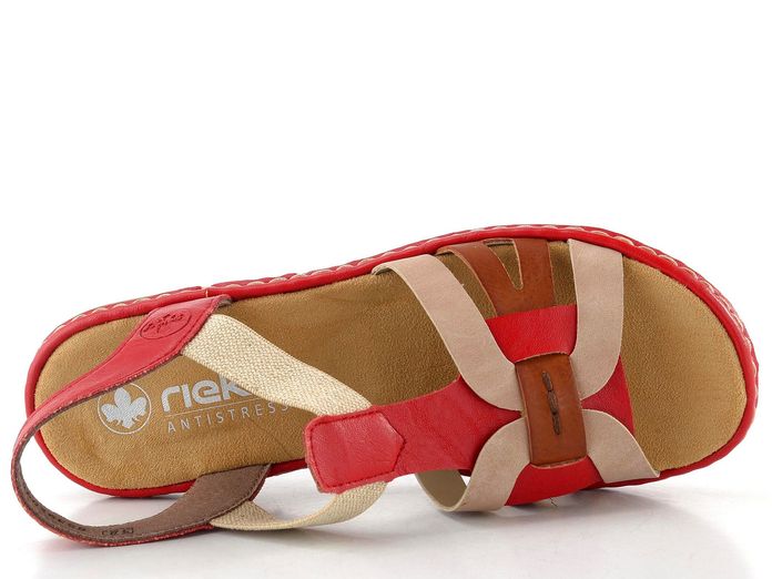 Rieker sandály s proplétanými pásky béžovo-červené 65918-33