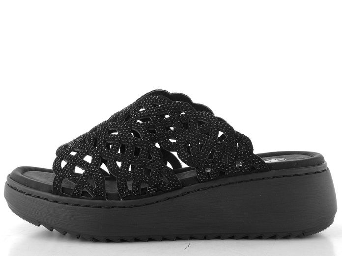 Rieker pantofle se širokým páskem schwarz V1789-00