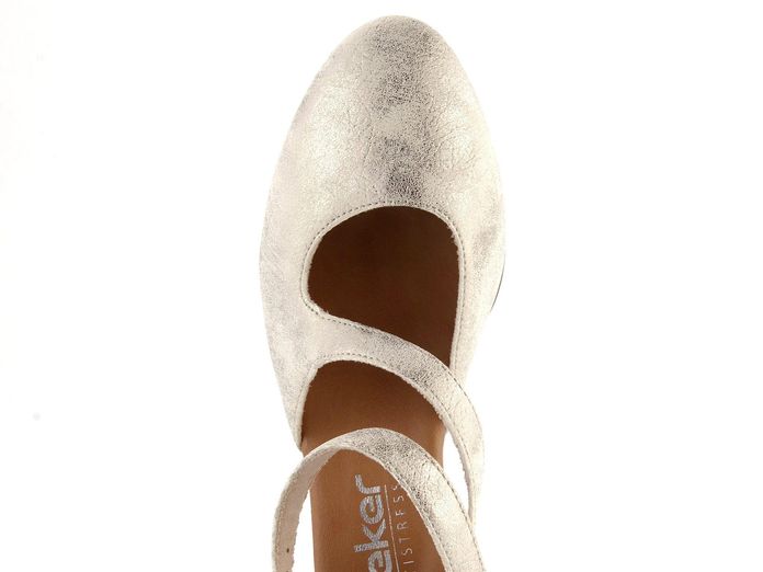 Rieker metalické lodičky s nártovými pásky Beige-Gold 41080-60