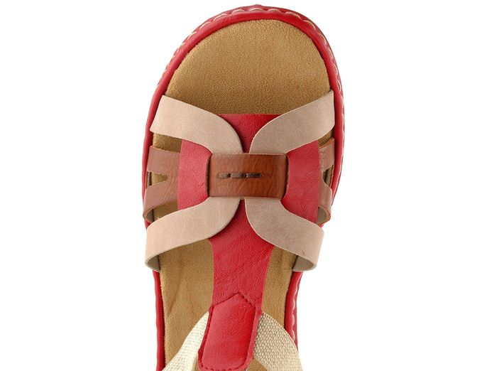 Rieker sandály s proplétanými pásky béžovo-červené 65918-33