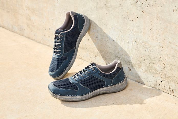 Rieker širší pánské prozouvací polobotky denim 03089-14