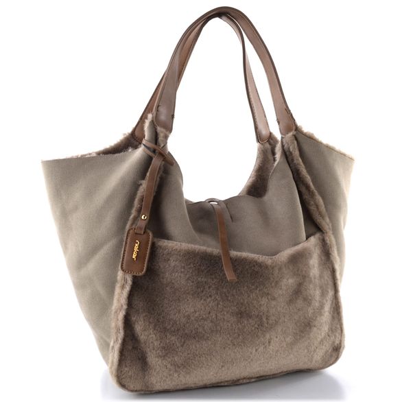 Rieker kožešinková shopper kabelka s etují taupe H1053-64