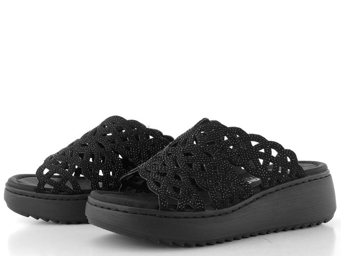 Rieker pantofle se širokým páskem schwarz V1789-00