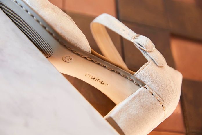 Rieker metalické lodičky s nártovými pásky Beige-Gold 41080-60