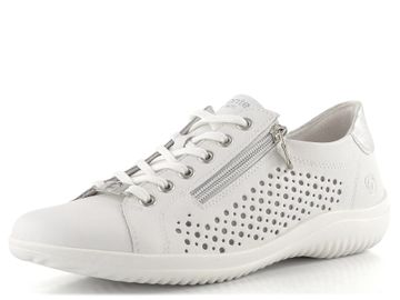 Remonte bílé prořezávané polobotky se zipem D1E08-80