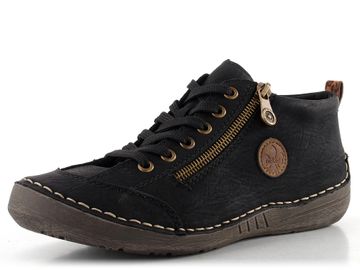 Rieker šněrovací kotník se zipem černý 52514-00