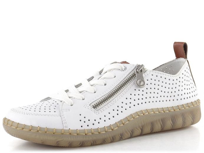 Rieker perforované šněrovací polobotky bílé N2405-80