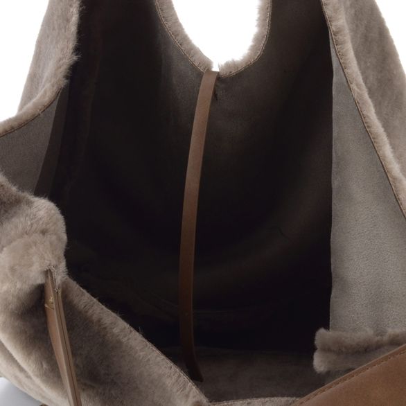 Rieker kožešinková shopper kabelka s etují taupe H1053-64