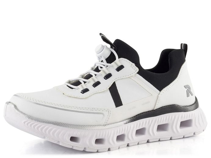 Rieker prozouvací tenisky na platformě černo-bílé M6062-80