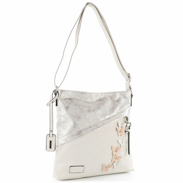 Rieker crossbody kabelka s motýlky Offwhite/Silver H1515-40