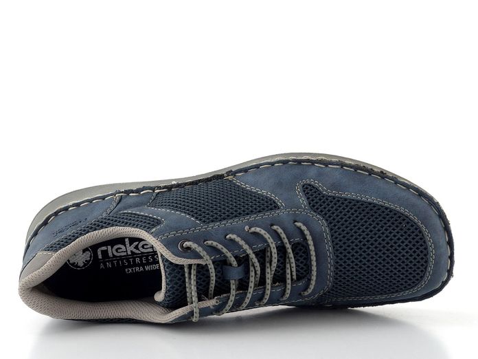 Rieker širší pánské prozouvací polobotky denim 03089-14