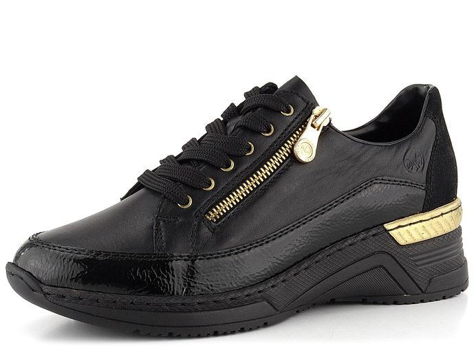 Rieker tenisky na klínu černá/zlatá N4330-00