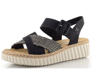 Rieker sandály na klínku černé 69269-00