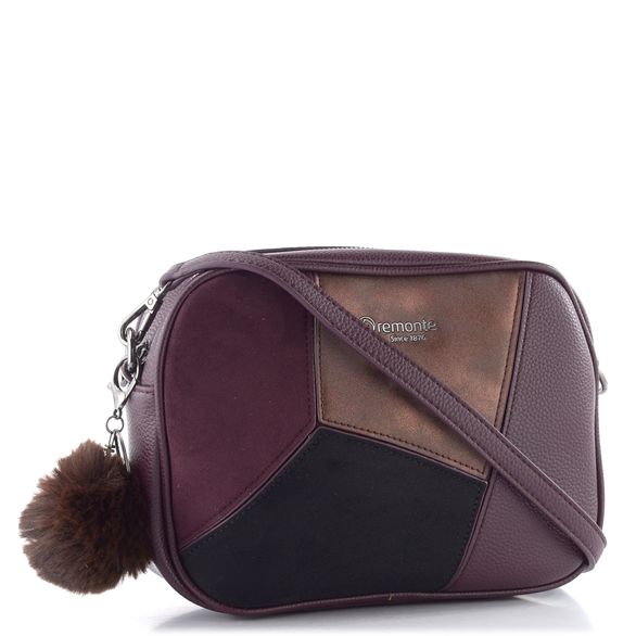 Remonte sešívaná crossbody kabelka s přívěškem vínová/fialová Q0674-35
