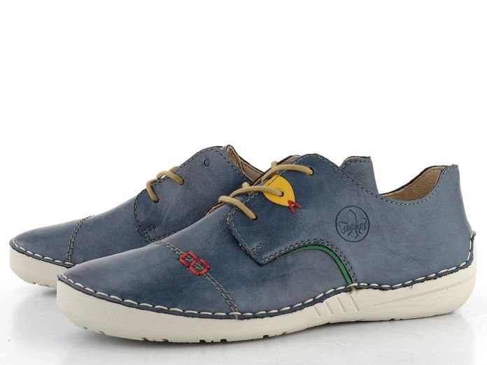 Rieker modré šněrovací polobotky s barevnými doplňky 52528-14