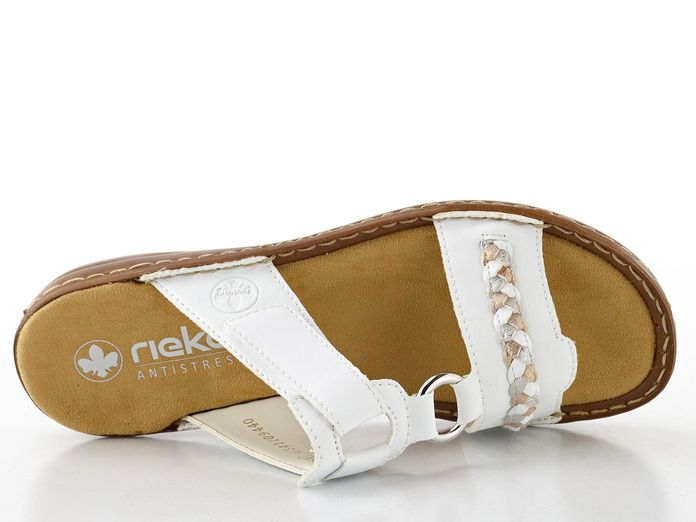 Rieker bílé pantofle s ozdobným copánkem 60888-80