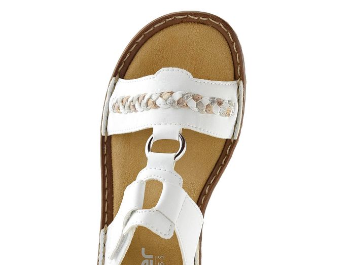 Rieker bílé pantofle s ozdobným copánkem 60888-80