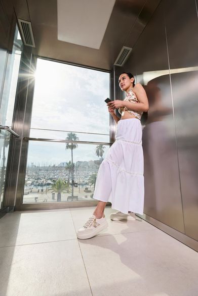 Rieker Sport tenisky na platformě béžové M1912-80