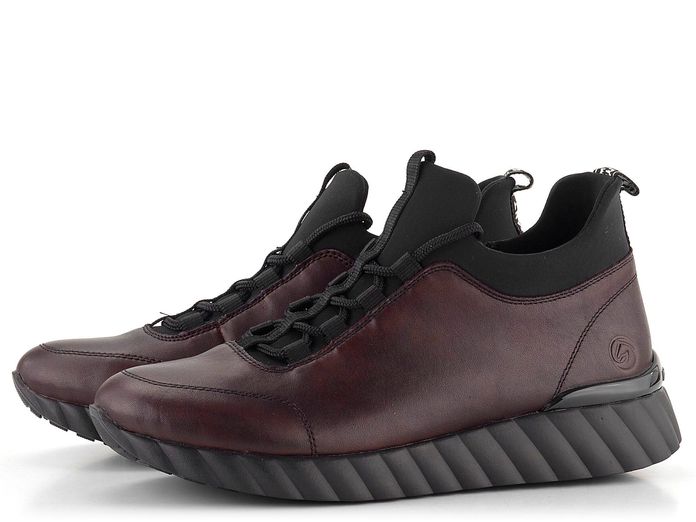 Remonte šněrovací nízký kotník vínový Cerise/Schwarz D5977-35