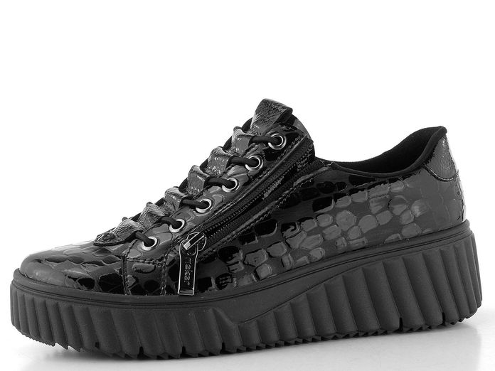 Rieker Sport tenisky na platformě lakované černé N2555-02