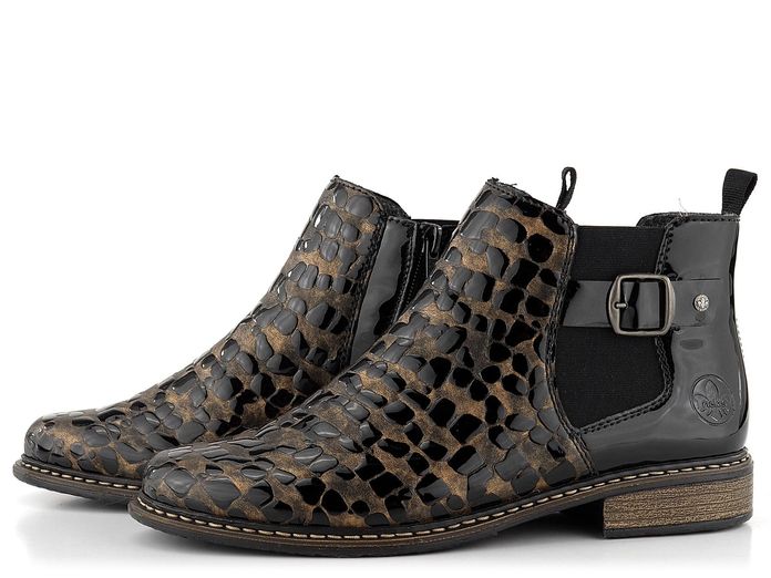 Rieker elegantní kotník kroko bronz/černý Z4965-90