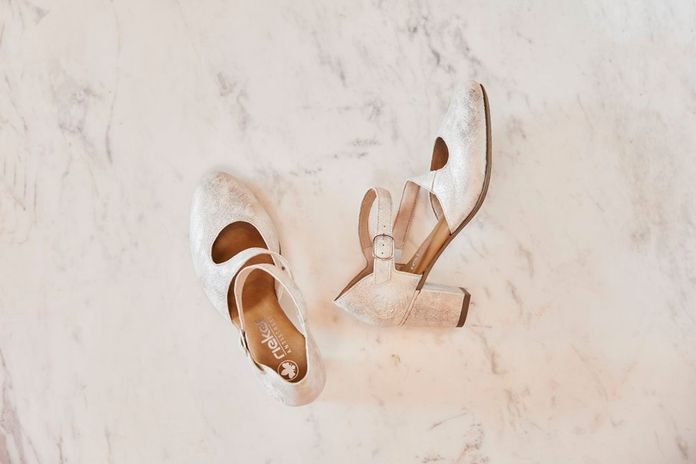 Rieker metalické lodičky s nártovými pásky Beige-Gold 41080-60