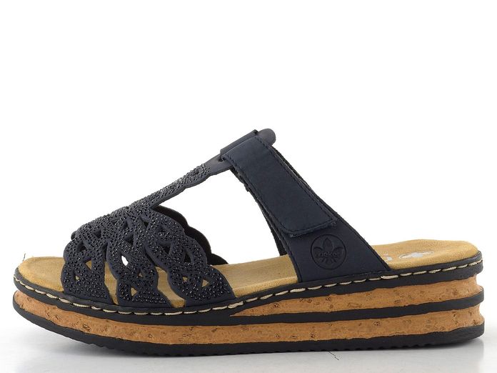 Rieker pantofle na klínku tmavě modré 62986-14