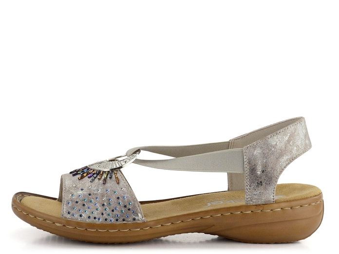 Rieker metalické sandály s gumičkou Rose-Metallic 60880-90