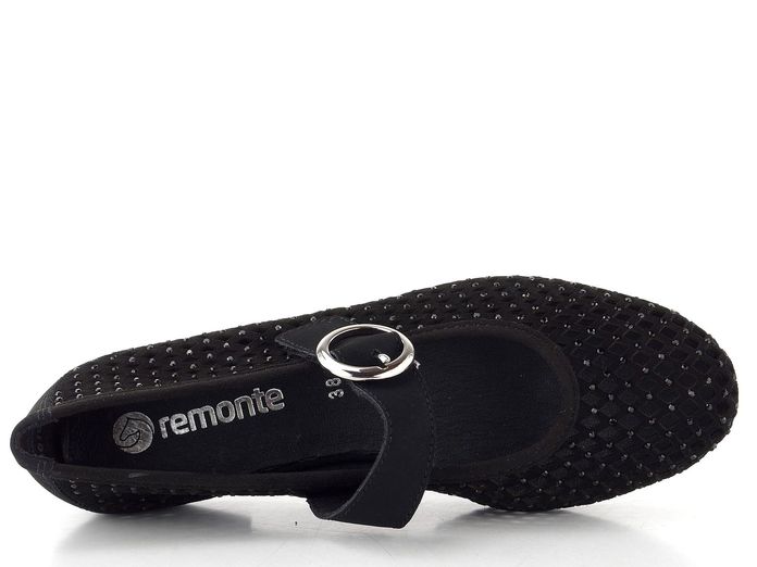 Remonte prořezávané baleríny s nártovým páskem černé D0K18-02