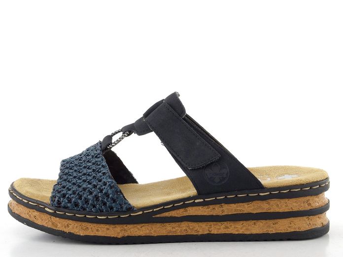 Rieker pantofle na klínu tmavě modré 62943-14