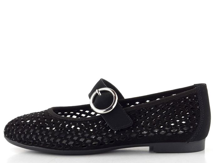 Remonte prořezávané baleríny s nártovým páskem černé D0K18-02