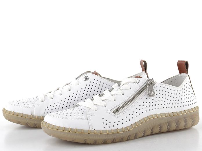 Rieker perforované šněrovací polobotky bílé N2405-80